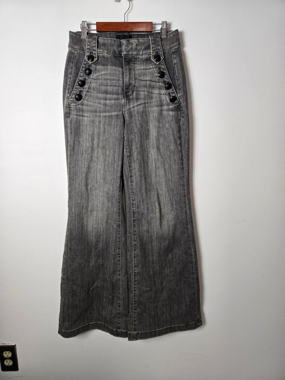 WHBM Size 2 Mariner Wide-Leg High-Rise  Jean's Faded Gray Wash Denim